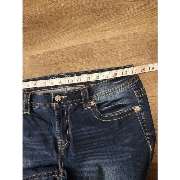 Miss Me 'skinny' aztec embroidered womens 31x27 medium wash multicolor - Picture 5 of 10